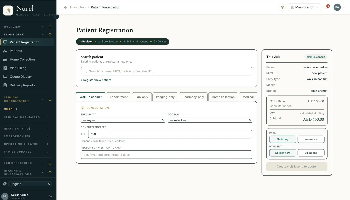 Nurel patient registration